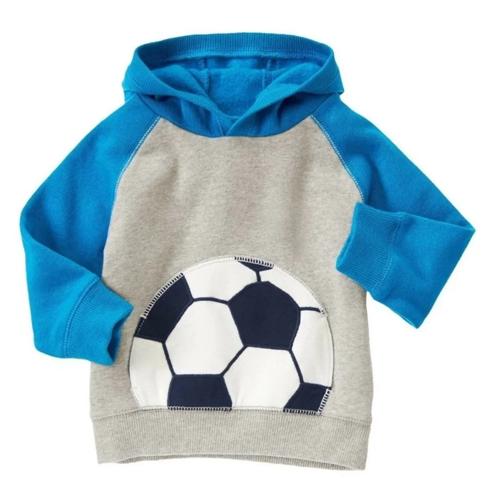 ⚽️ Gymboree Soccer Fall Ball Hoodie Sweatshirt Royal Blue Gray Boy’s 4T 5T 4/5